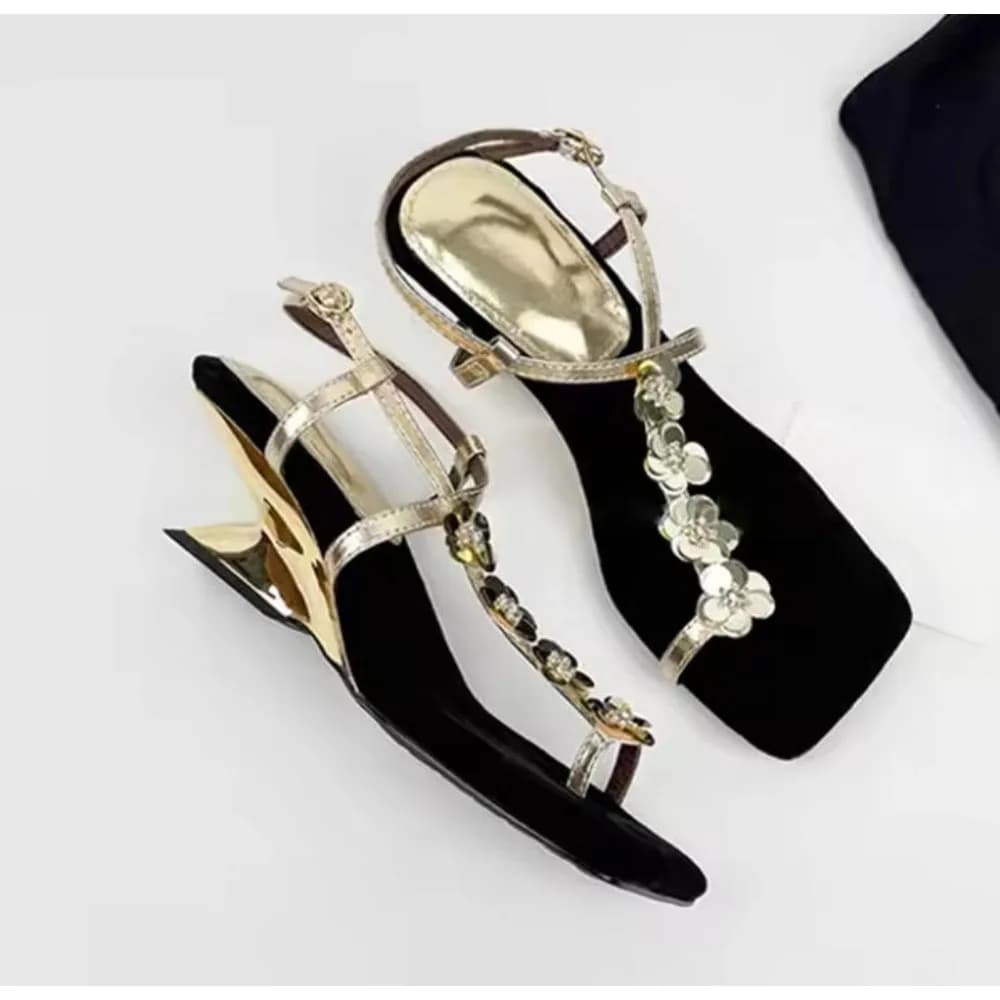 Designer Luxury Summer Open Toe Women Sandals Elegant Sequin Flower Pumps Ladies Outdoor Wedges Heel Gladiator Sandalias
