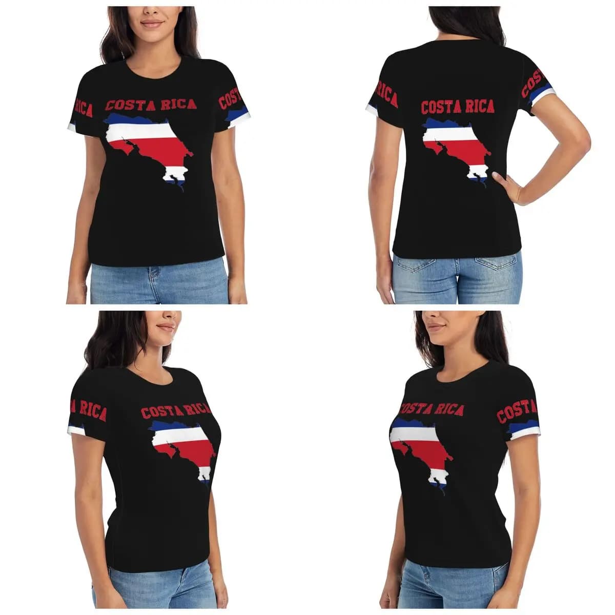 T-shirt con grafica della bandiera della Costa Rica T-shirt da donna a maniche corte T-shirt girocollo Abbigliamento in cotone T-shirt estive Streetwear