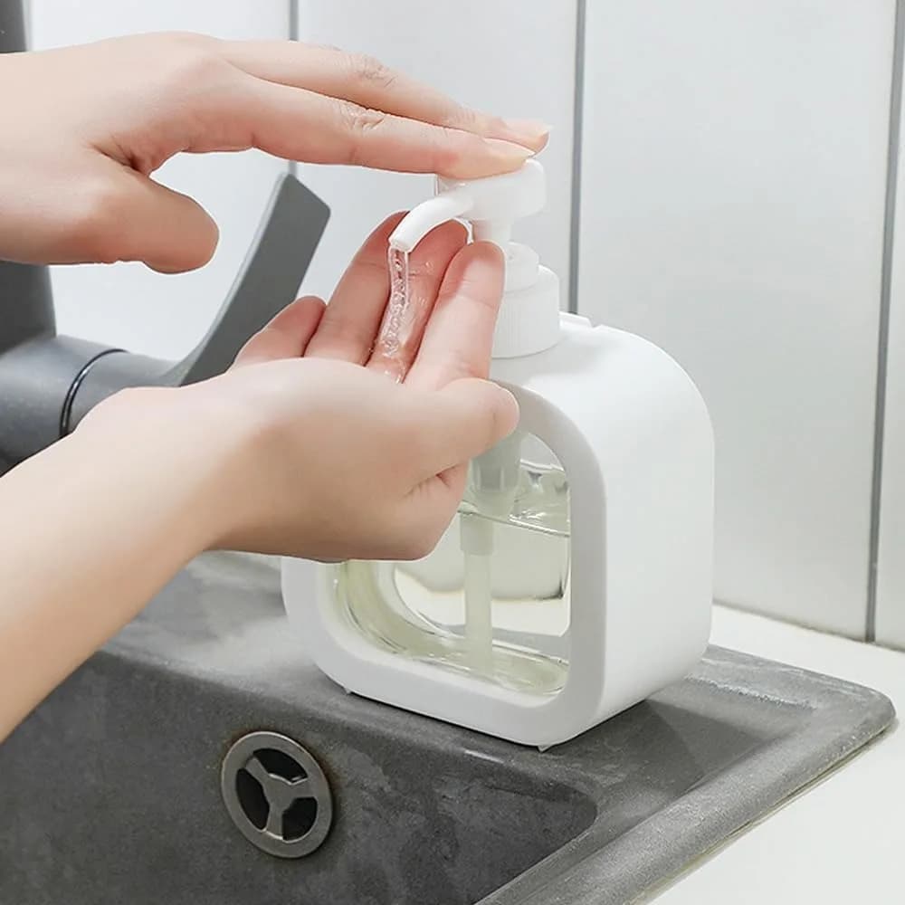 Dispenser di sapone in plastica trasparente da 2 pezzi con pompa, contenitore moderno per sapone liquido, per bagno, cucina, lavello, ricaricabile, per lozione, sapone per piatti