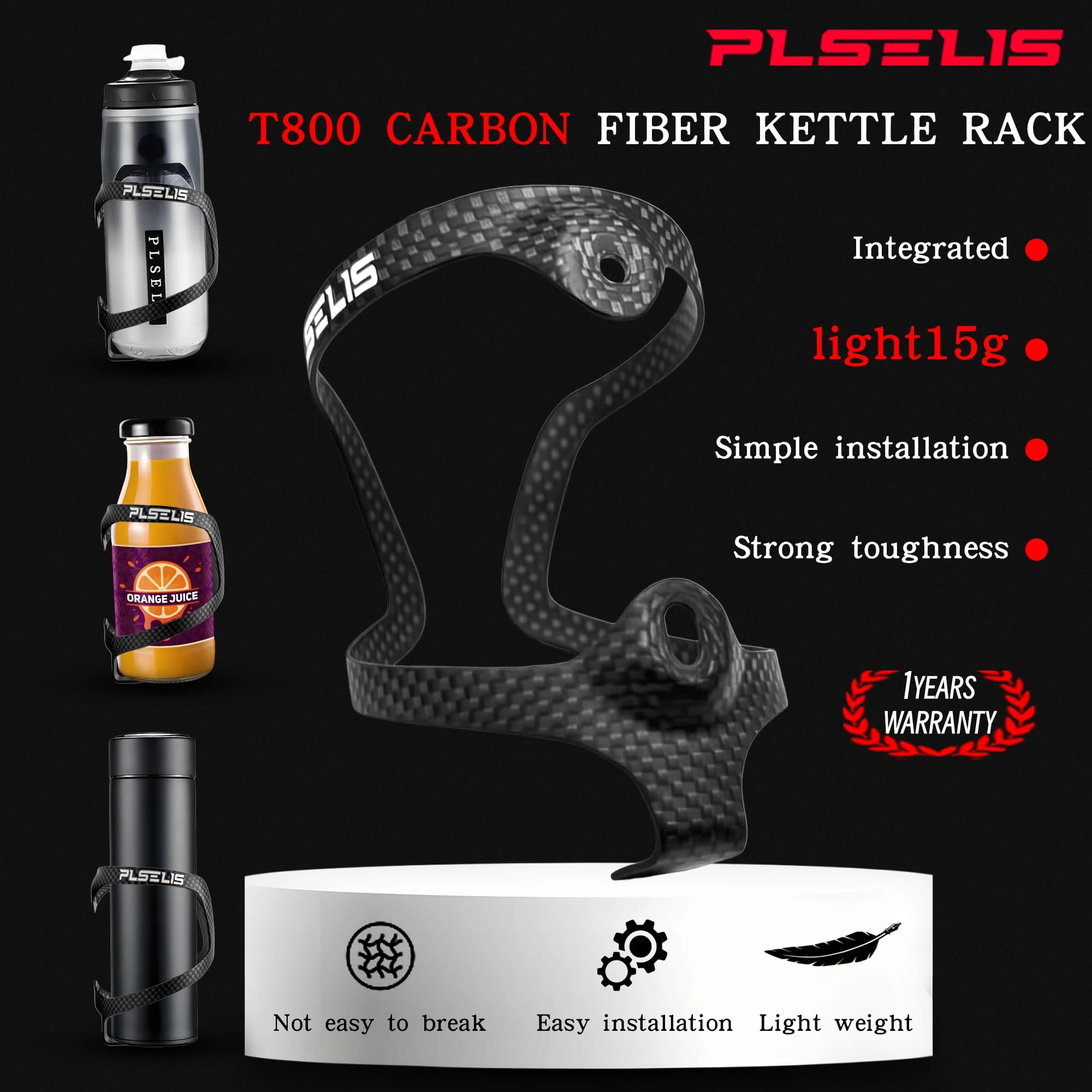 PLSELIS Road Bike Bottle Holder, Carbon Fiber Printed Bottle Holder, Ultralight Bicycle Bottle Holder