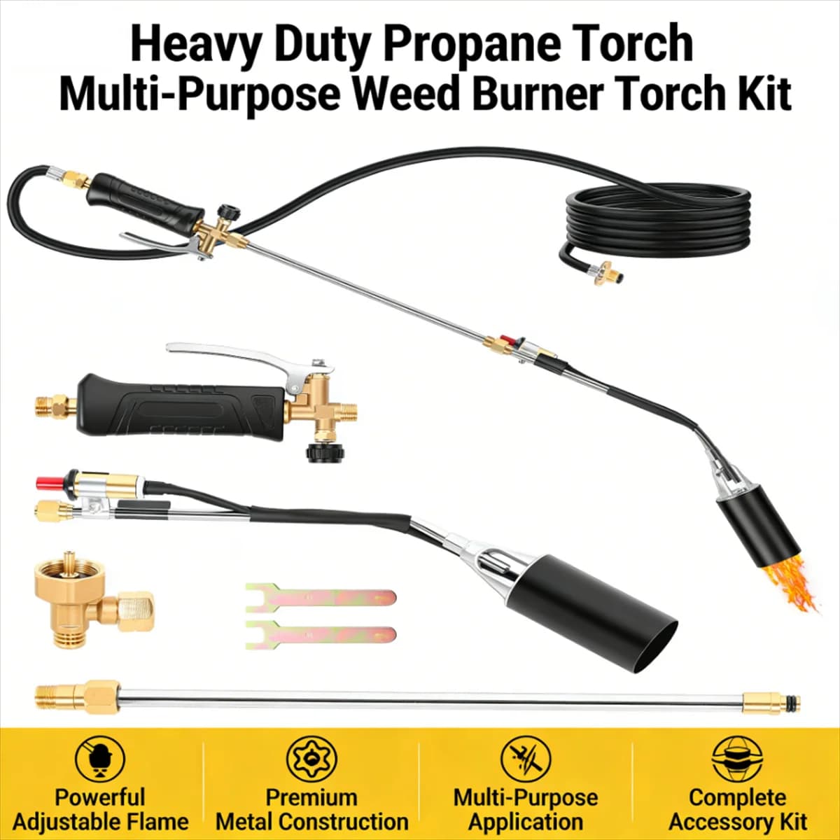 Kit Bruciatore a Propano per Diserbo, Torcia a Gas Butano per Saldatura, Pistola a Fiamma, Lanciafiamme, Pistola Termica Portatile per Campeggio e BBQ