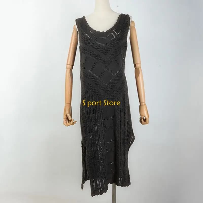 U2JB Hollow Out Swimsuit V Neck Bathing Suit Knit Beach Dress for Girl Lover Friend