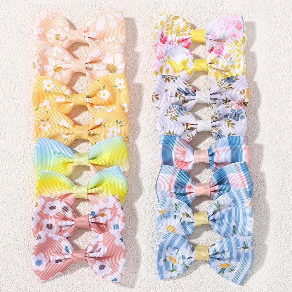 50 pezzi casuali colorati adorabili fiocchi per capelli fermagli per capelli dolce margherita stampa fermagli per capelli boutique per bambini barrette