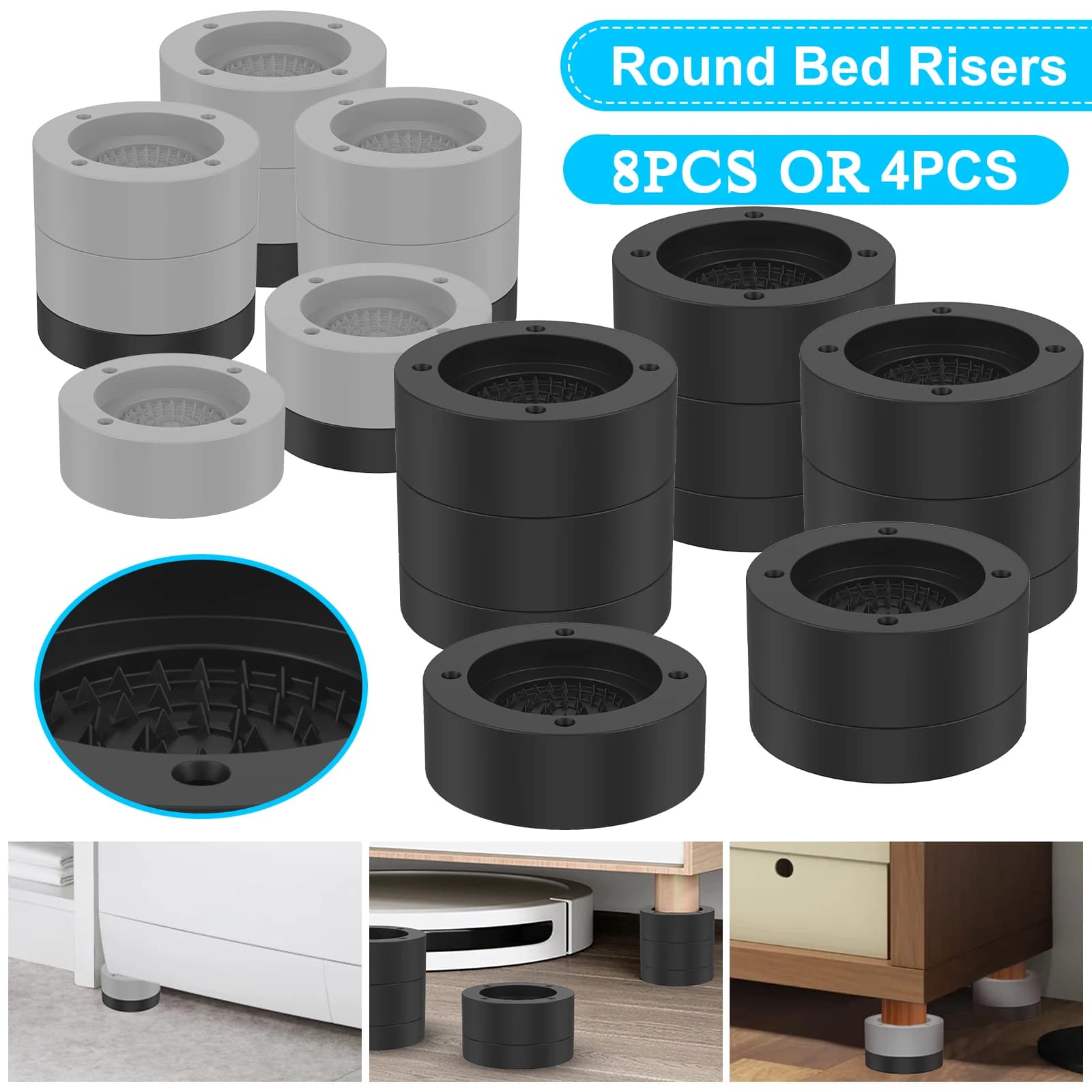 4/8Pcs piedino rotondo Riser universale per mobili Heavy Duty divano Cabinet Leg Lift doppio strato Protector accessori per mobili