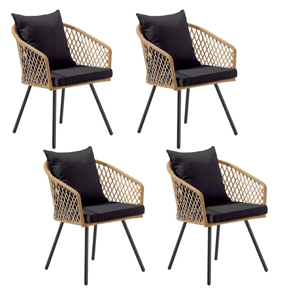 Set di Sedie da Pranzo per Esterni Resistenti alle Intemperie, con Cuscini e Braccioli, Sedute Moderne per Giardino, Bordo Piscina, Balcone, Uso Interno