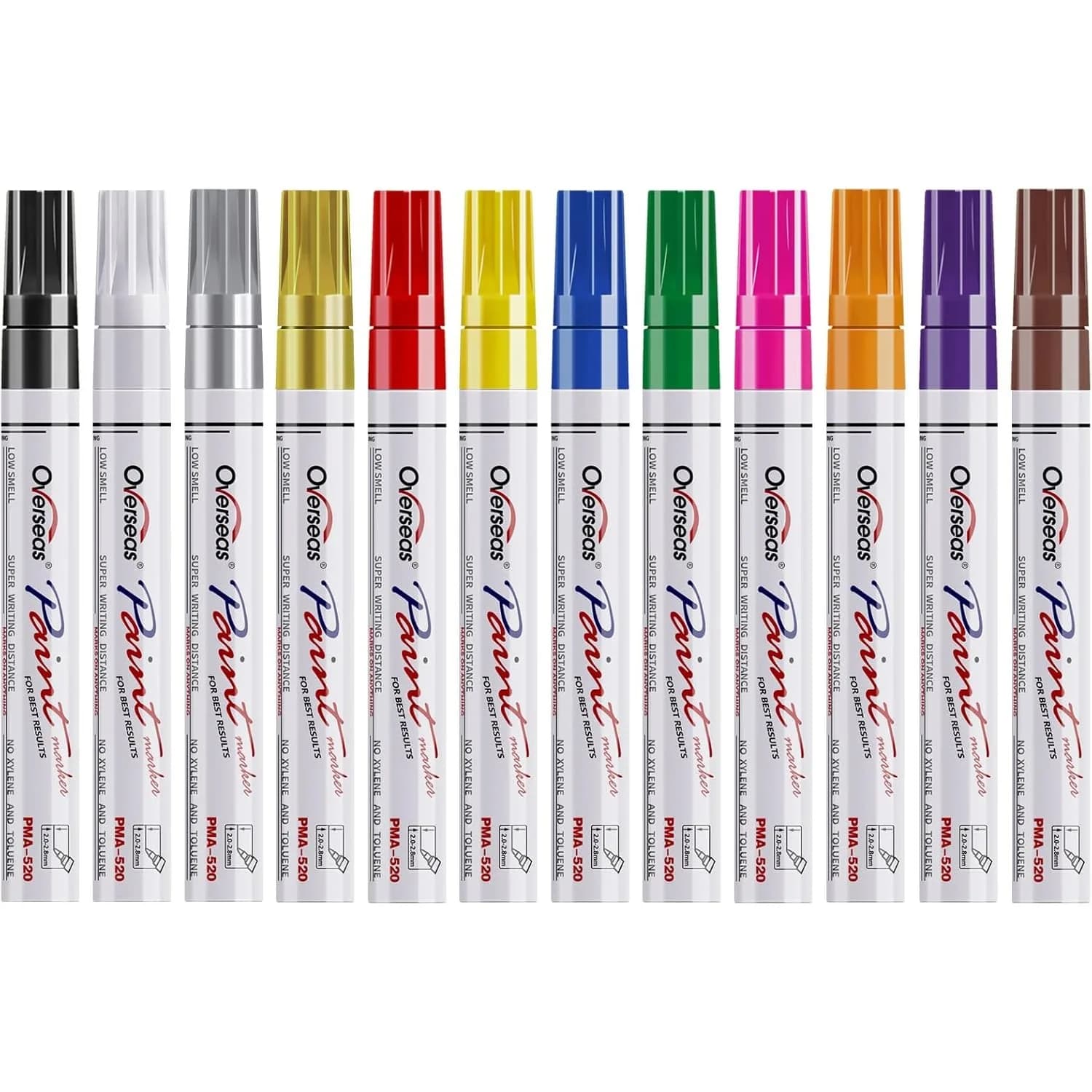 12 Colors Oil Based Paint Markers Pens, Quick Dry Permanent Marker For Rock Wood Metal Fabric Canvas Glass Plastic Rubber DIY Craft