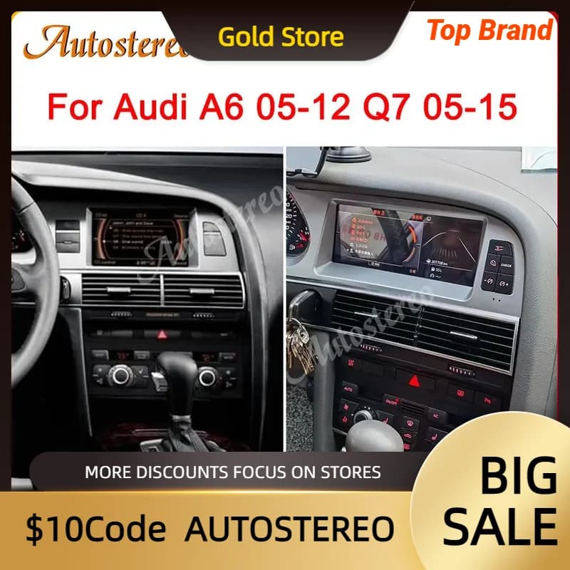 For Audi A6 2005-2012 Auto Stereo Android 13 Carplay Car DVD Player GPS Navigation Multimedia Player Head Unit Radio Tape 4G