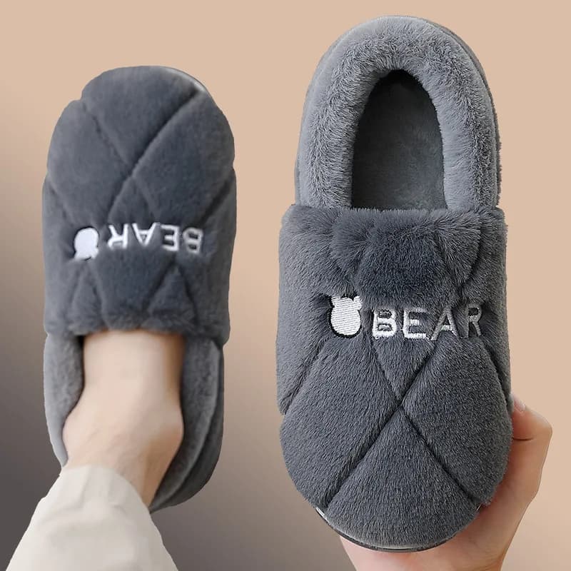 Men's bag heel slippers winter indoor home warm non-slip home plush cotton shoes winter