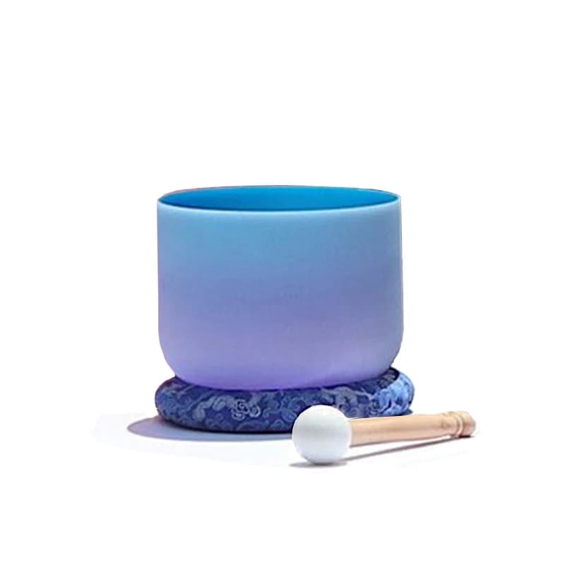Hye-eun 7/8 inch A Note Blue&Purple Third-eye Chakra Crystal Singing Bowl for Sound Healing
