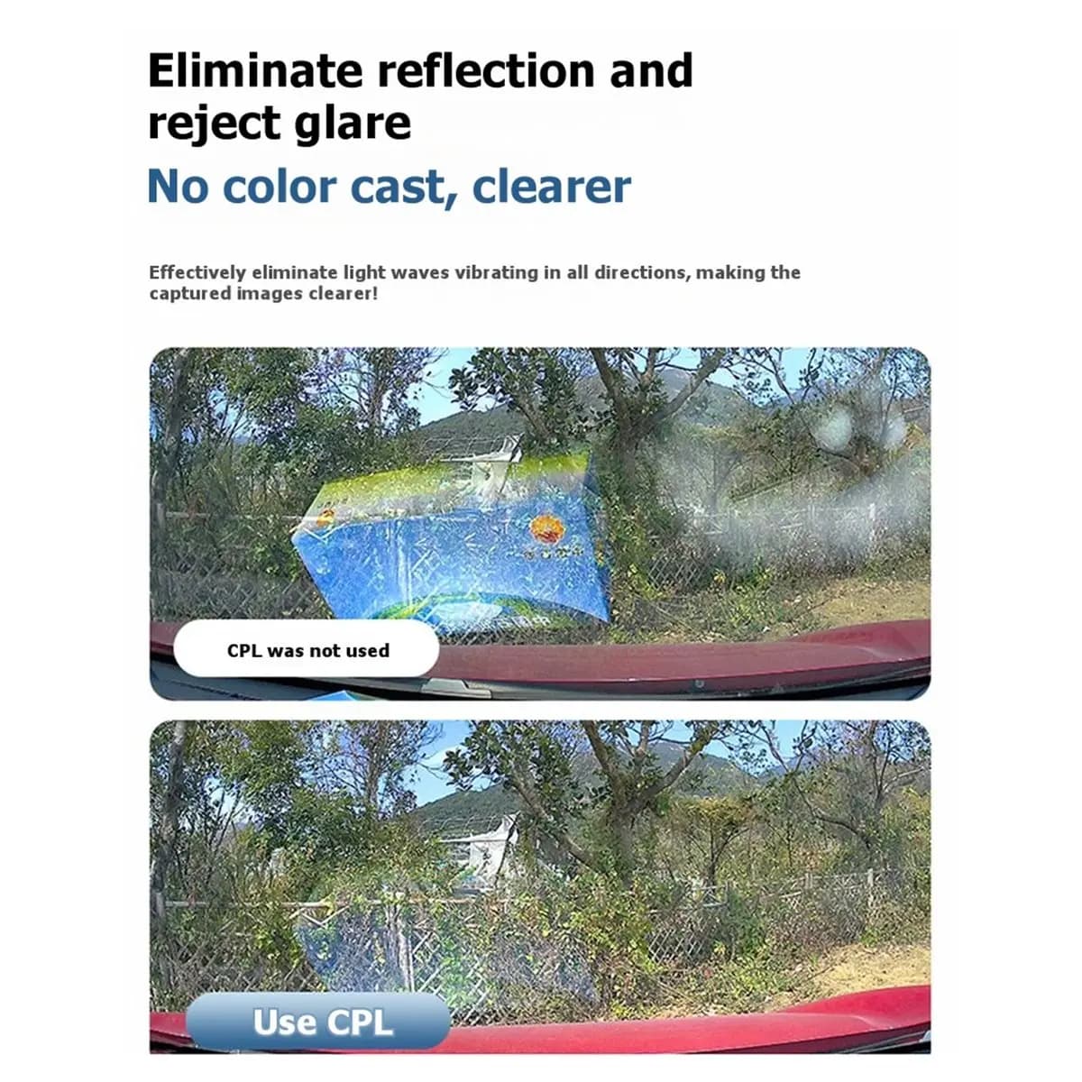B72ABG For Dash Cam X800 M800 M500 CPL Filter Reduce Glare Reflection Contrast for Rear Cam RC14 CPL Filter
