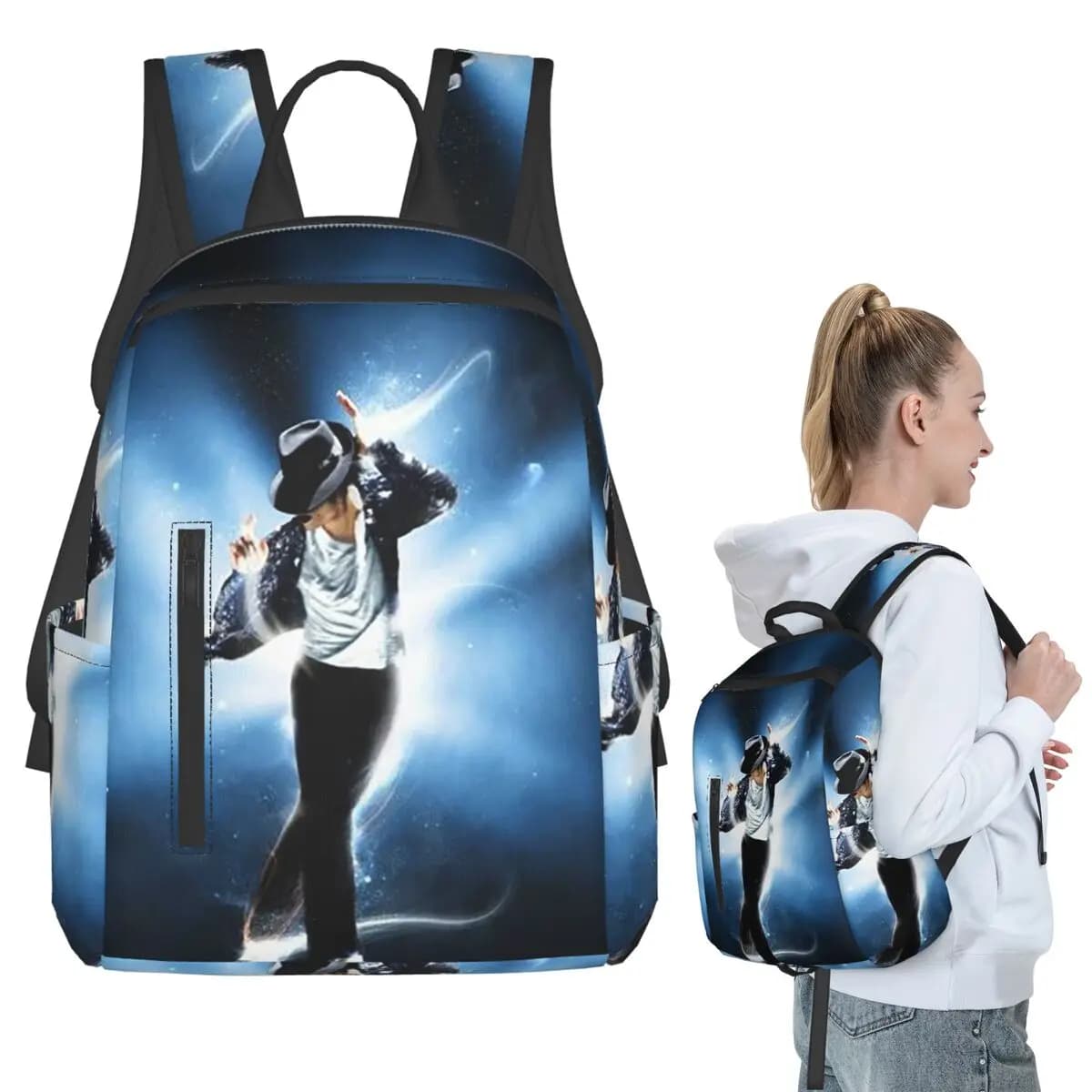Zaino Michael Jackson per musicisti, cantanti e ballerini, borsa per libri per studenti, borsa per la scuola per bambini, borse a tracolla per computer, per ragazzi e ragazze
