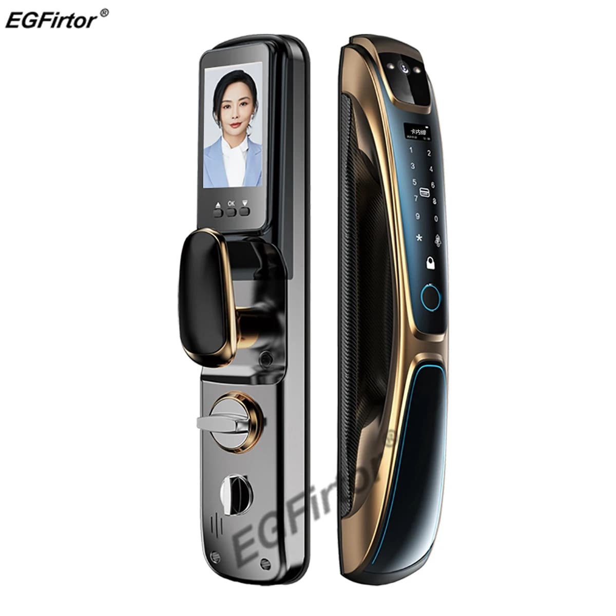 EGFirtor Cat Eye Fingerprint Wifi Smart Door Lock Password IC Card APP Control Key Backup Unlock per la porta dell'ufficio dell'appartamento di casa