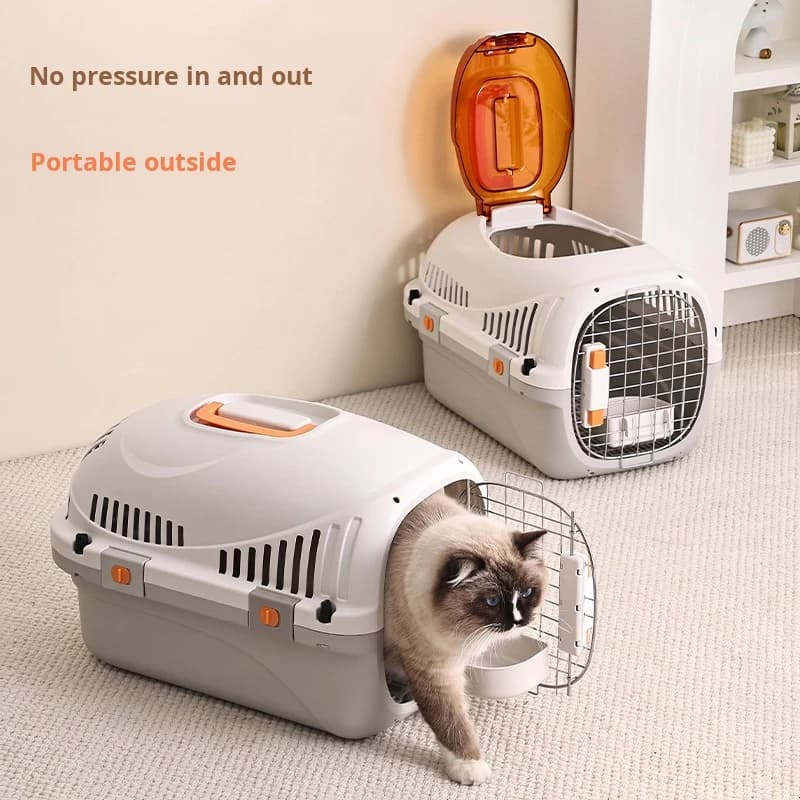 Scatola da trasporto portatile per animali domestici Nido per gatti Scatola da compagnia aerea per animali domestici Scatola da viaggio per cani e gatti in rete di ferro