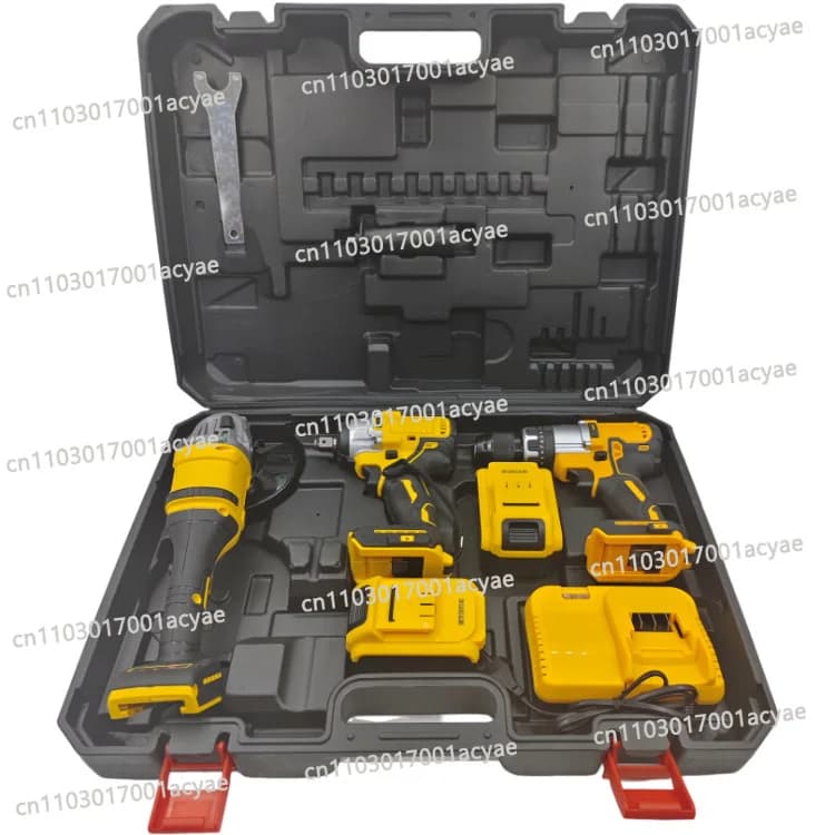 Angle Grinder & Electric Drill Combo Set - 3-Piece Power Tool Kit with Wrench in Carry Case for Home Maintenance
