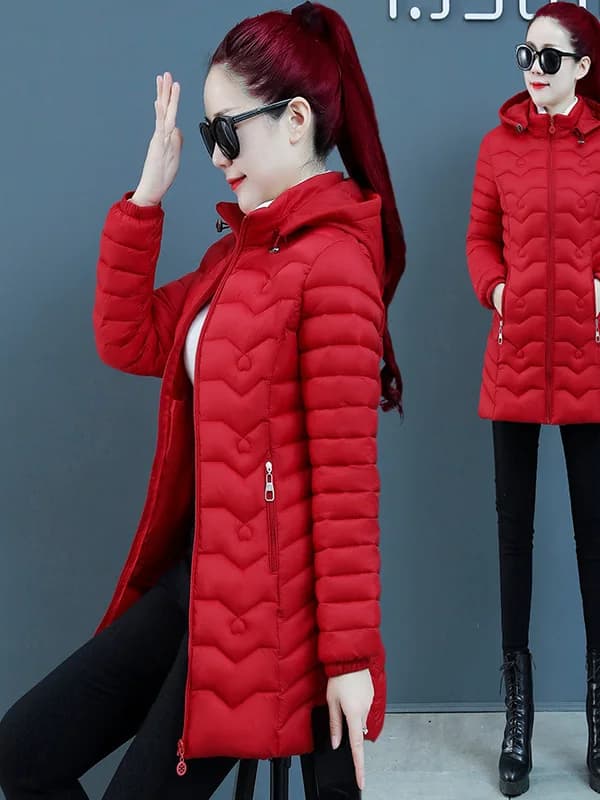 Nuova Giacca in Cotone da Donna 2025, Lunghezza Media, Slim-Fit, Leggera, Imbottita in Piuma, Stile Alla Moda e Carino, Cappotto Autunno-Inverno