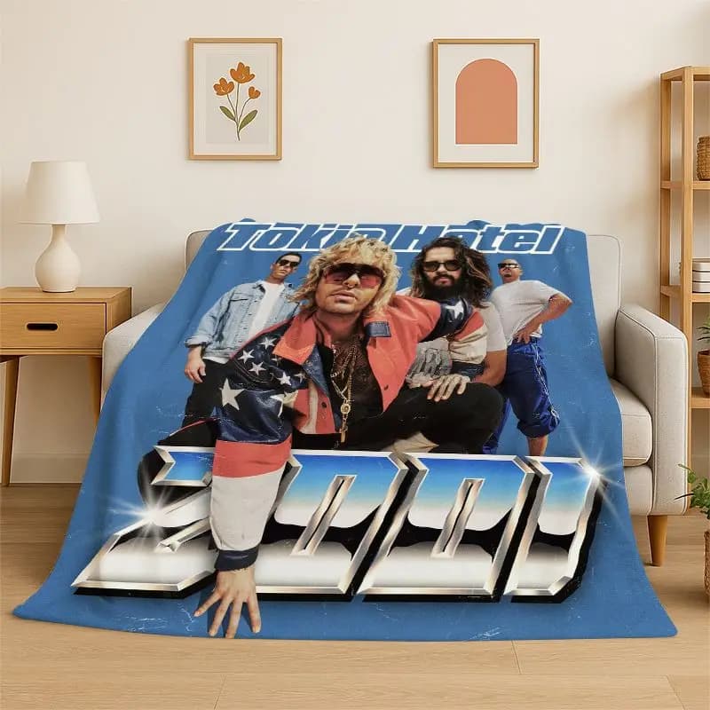 Rock Band Tokio Hotel Bill Kaulitz Flannel Blanket Soft Warm Throw Blanket for Bedroom Living Room Bed Travel Camping Picnic