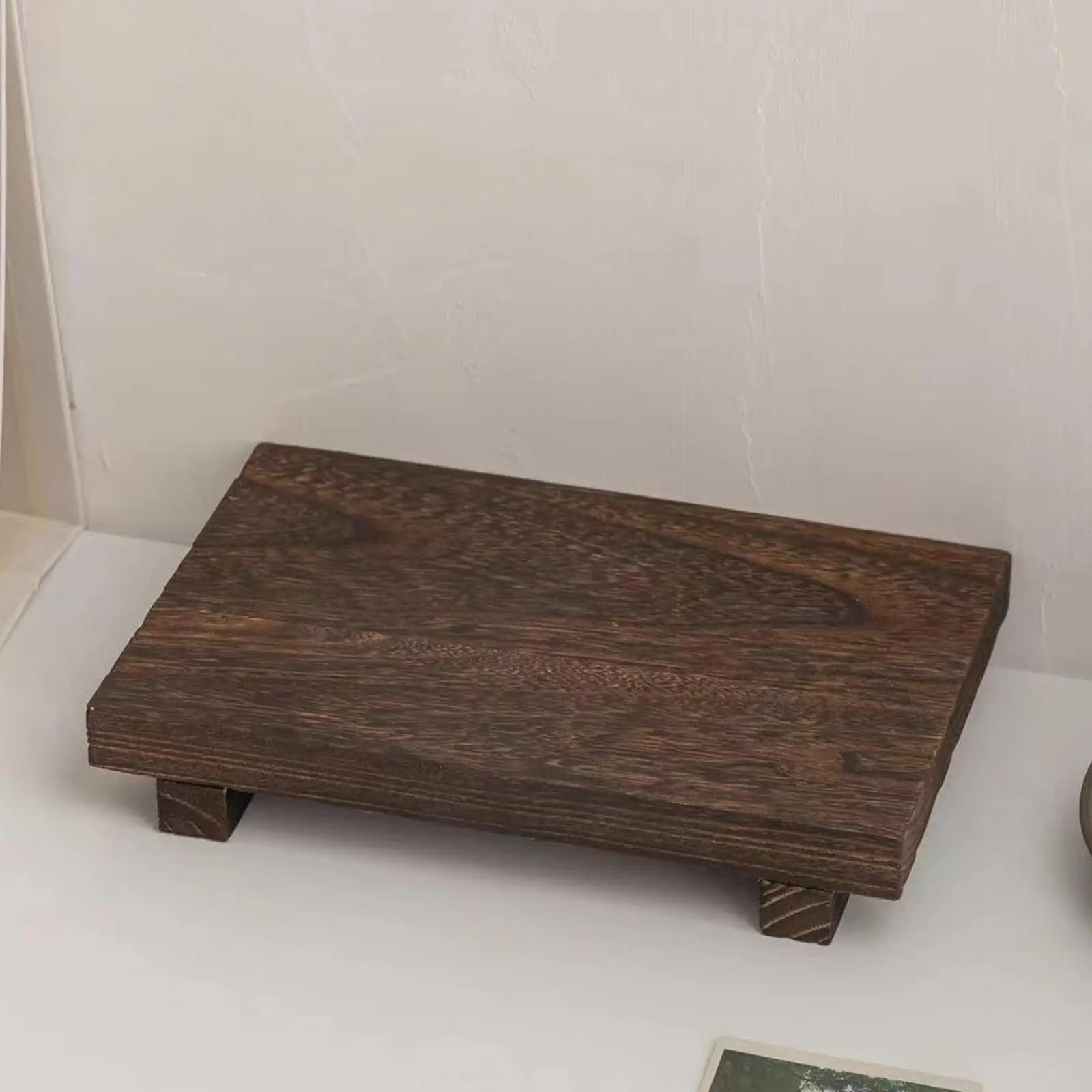 Supporto in legno per esposizione Supporto per dispenser di sapone con vassoio piedistallo in legno unico decorativo per fazzoletti da bagno in fattoria
