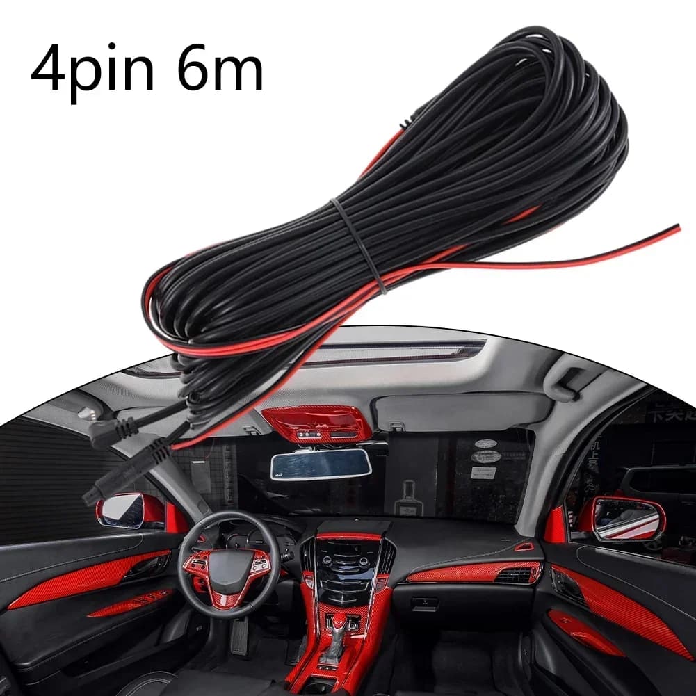 Extension cable for car dashboard 6 m, cable line for reverse, 4 pin AV cable, for DC12V car camera, electronic car accessories