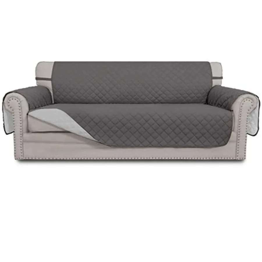 Reversible 4 Seats Waterproof with Elastic Foam Strips, Pet Furniture Protection - XX-Large Grey/Lilla