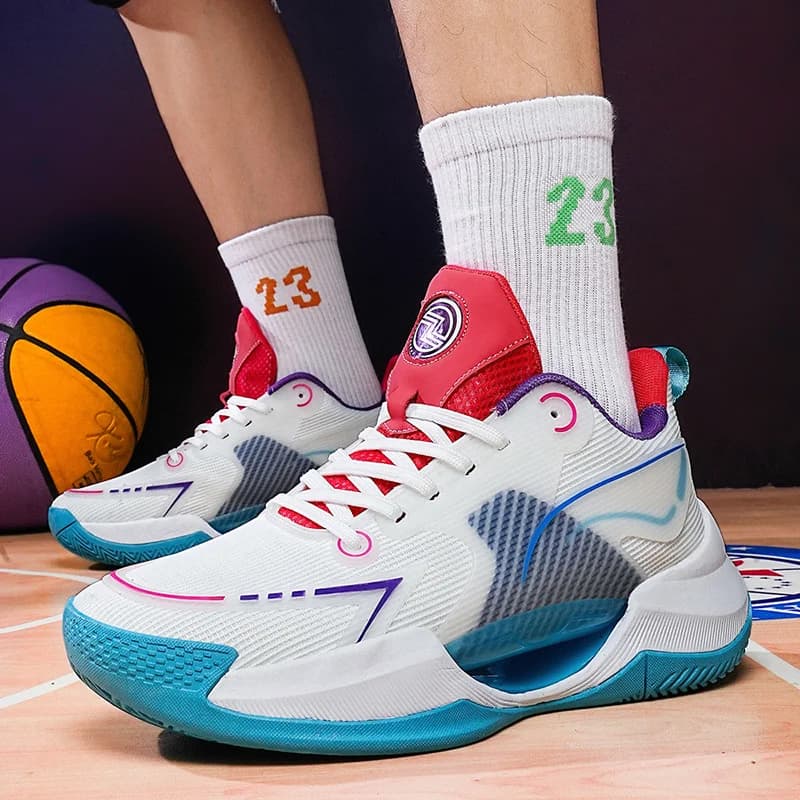Scarpe da basket traspiranti a profilo basso per uomo, antiscivolo, resistenti all'usura, ammortizzanti, leggere e con suola morbida.