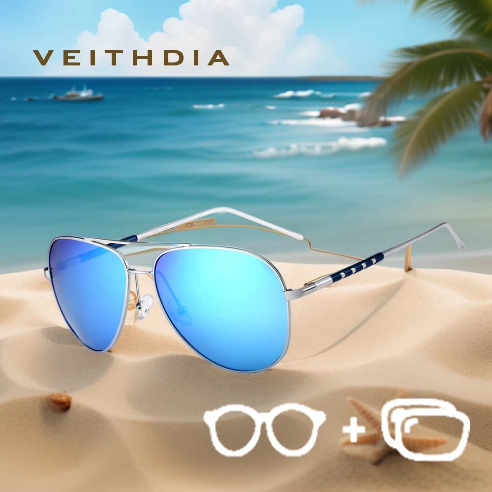 VEITHDIA Nuovo di Zecca Personalizza Occhiali Da Sole Pilota Da Vista Polarizzati UV400 Specchio Rivestimento Riflettente Lente Occhiali Unisex VPX2839