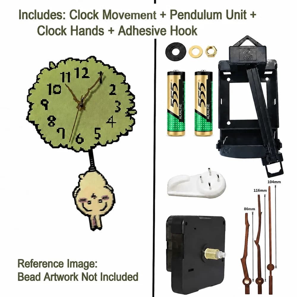 Silent Pendulum Clock Movement with Pendulum Unit Wood Hands Adhesive Hook DIY Quartz Swing Mechanism Wall Clock Repair Kit