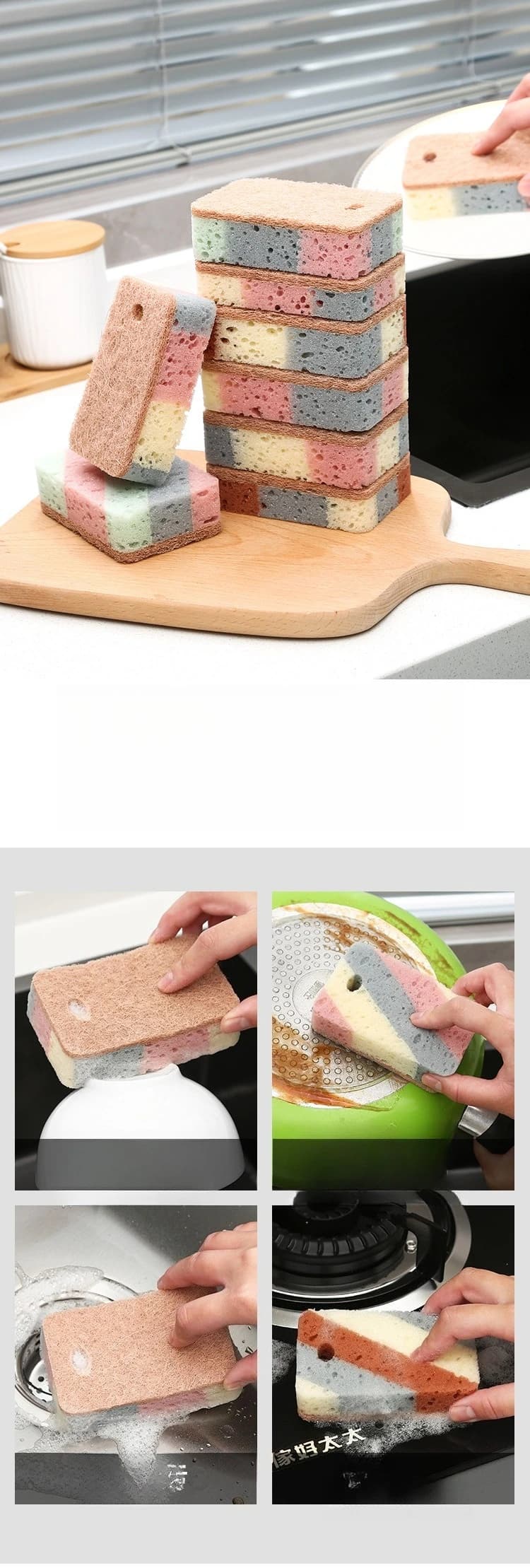 Spugna per Pulizia Cucina, Spugna in Polpa di Legno, Spugna per Lavare i Piatti, Panno da Cucina, Panno per Lavare i Piatti, Blocco di Spugna all'Ingrosso
