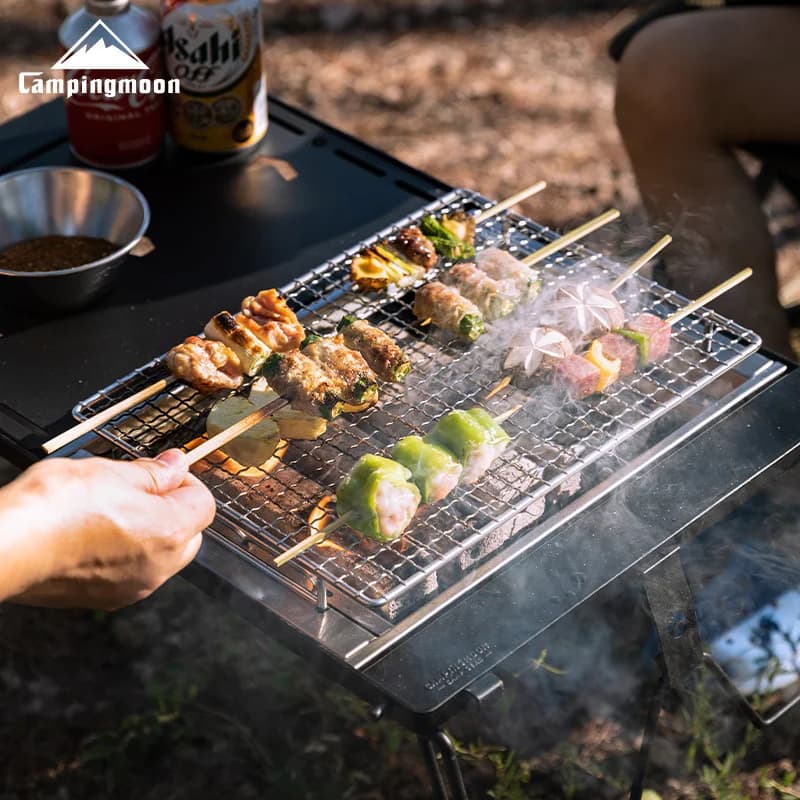 CAMPINGMOON UG-1 IGT Griglia in carbonio Tavolo da campeggio Espansione Fornello per barbecue antivento Stufa a legna isolata a doppio strato