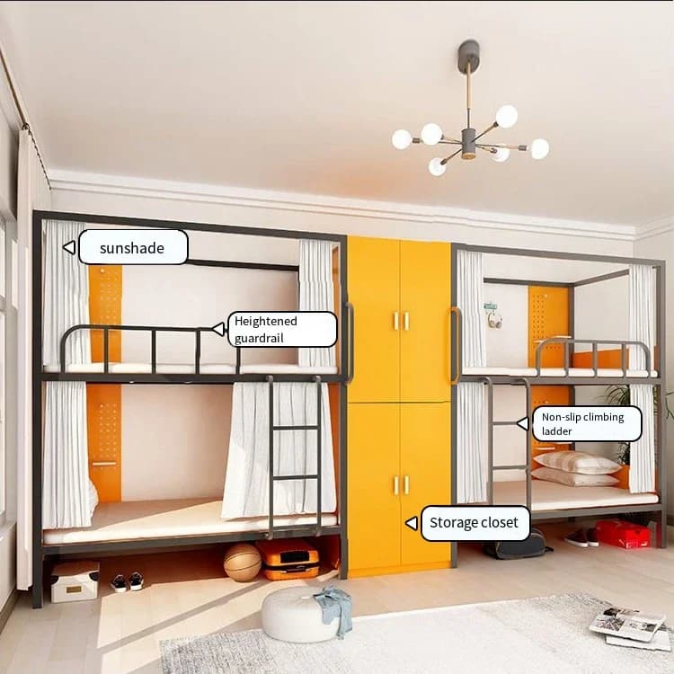 # Letto a capsula per hotel da gioco Appartamento per ostello giovanile Letto in ferro Dormitorio scolastico Personale Letti con bordo sigillati superiore e inferiore