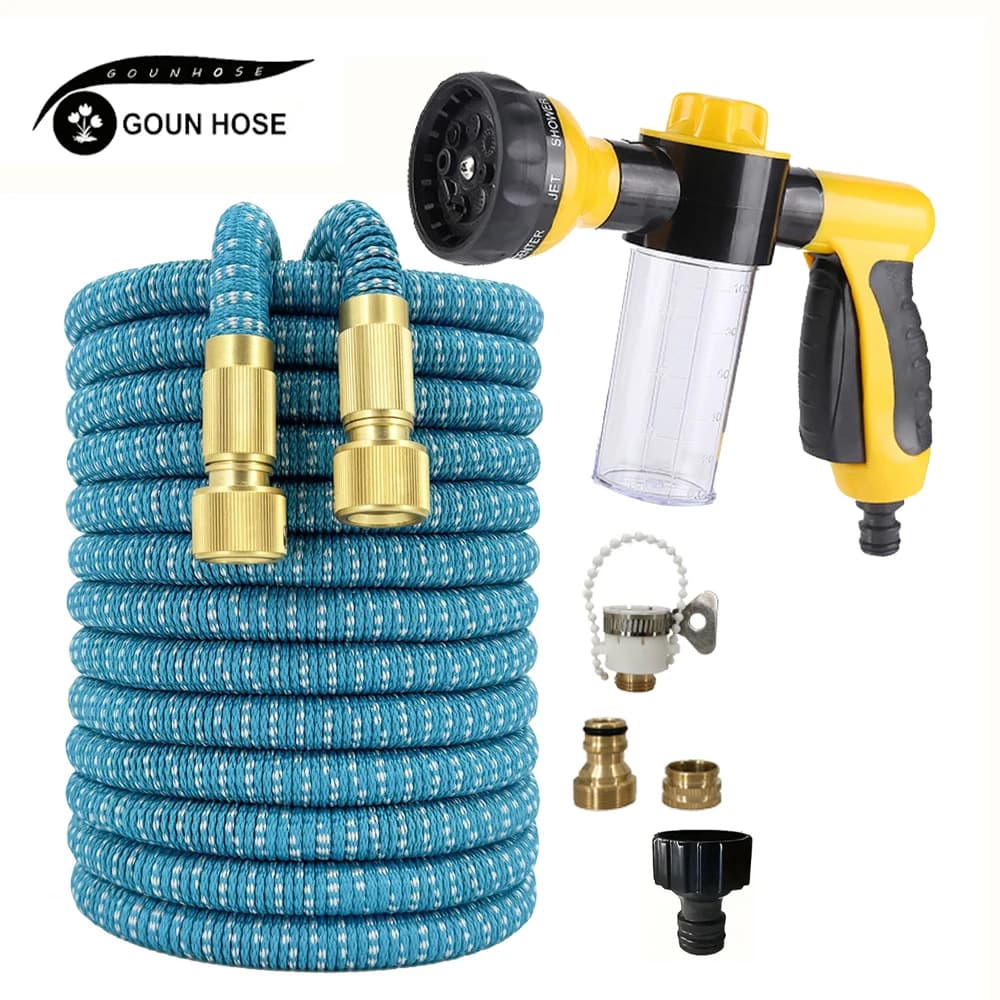 Tubo Magico Espandibile 1PC, Lavaggio Auto ad Alta Pressione, 8 Funzioni di Spruzzatura, Pistola ad Acqua, Tubo per Irrigazione Casa e Giardino GOUN HOSE