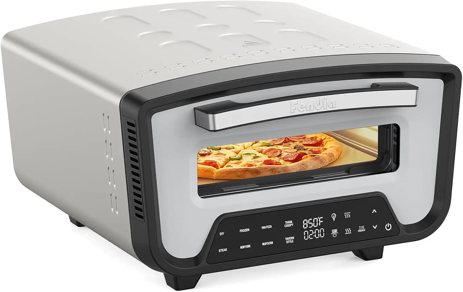 Forno Elettrico per Pizza da Esterno da 12 Pollici, Pizza in 2 Minuti, 850 ℉ Pietra per Pizza e Paletta Incluse, Temperatura Massima Elevata, Perfette per Uso Domestico