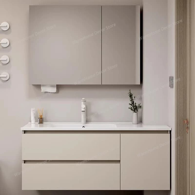 Mobili da Bagno Nordici Moderni con Specchi, Lavabo e Mensole in Legno - Armadio da Bagno MH40YSG