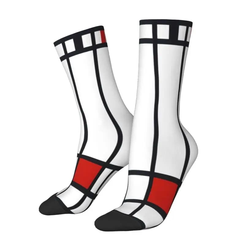 Custom Socks Fashion Masters Of Fine Art Piet Mondrian Women's Hot Football Socks with 3D Printed Dea Composition