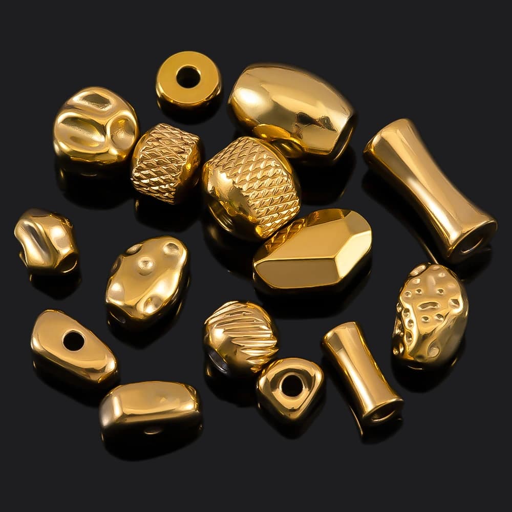 10/20pcs Stainless Steel Gold Color Irregular Beads Multi Styles Loose Spacer Beads for DIY Jewelry Making Bracelets Accessories