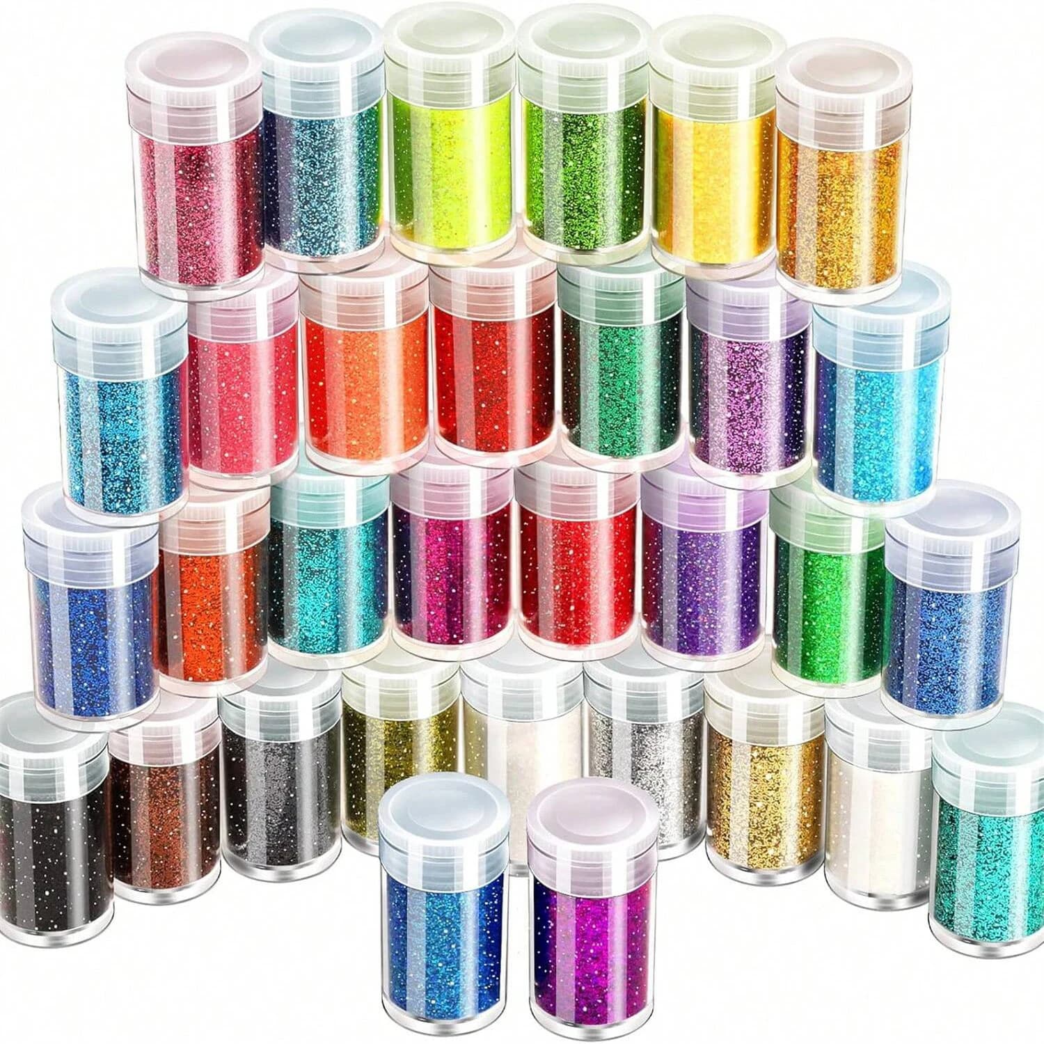 32 pezzi 32 colori arcobaleno glitter mix di glitter per unghie grosso e fine, polvere glitter in resina per nail art nella decorazione fai da te
