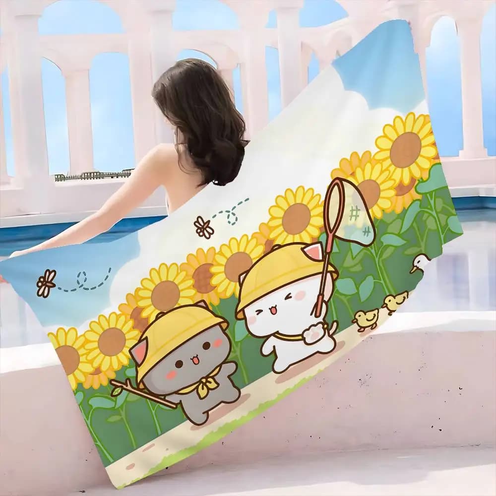 Asciugamano da bagno Peach e Goma Anime, morbido e assorbente, regalo per bambini, per viaggi, campeggio, palestra