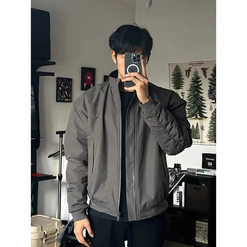 Giacca da Baseball Corta Stile Americano per Uomo, Cappotto Primaverile e Autunnale con Colletto Rialzato, Impermeabile e Antivento, Trend di Alta Gamma