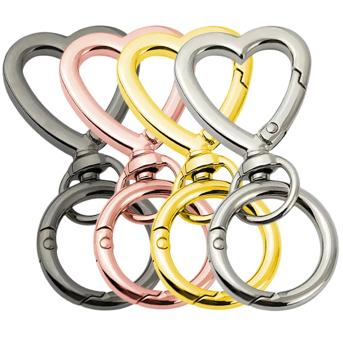 5/10/20/40 Set Double Opening Keyring Swivel Clip Heart Spring Closing Hooks Scratch Rings for Cordini Crafts Camping Hiking Gift