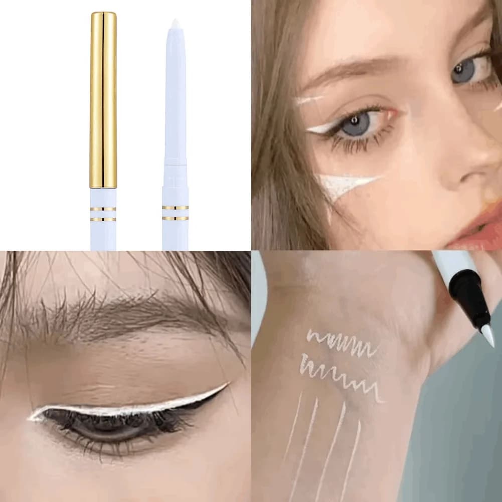 Matita Eyeliner Bianca Opaca, Penna per Sottociglia Effetto Seta, Illumina gli Angoli degli Occhi, Ultra Sottile, Impermeabile, Resistente al Sudore, Pigmento Liscio per Ombretto