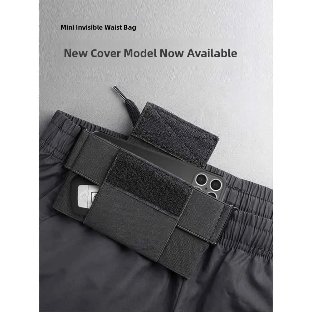 Ultra-Thin Running Phone Waist Bag Men's Single Layer Invisible Canvas Belt Style Mobile Phone Holder Hip Bag Square Shape