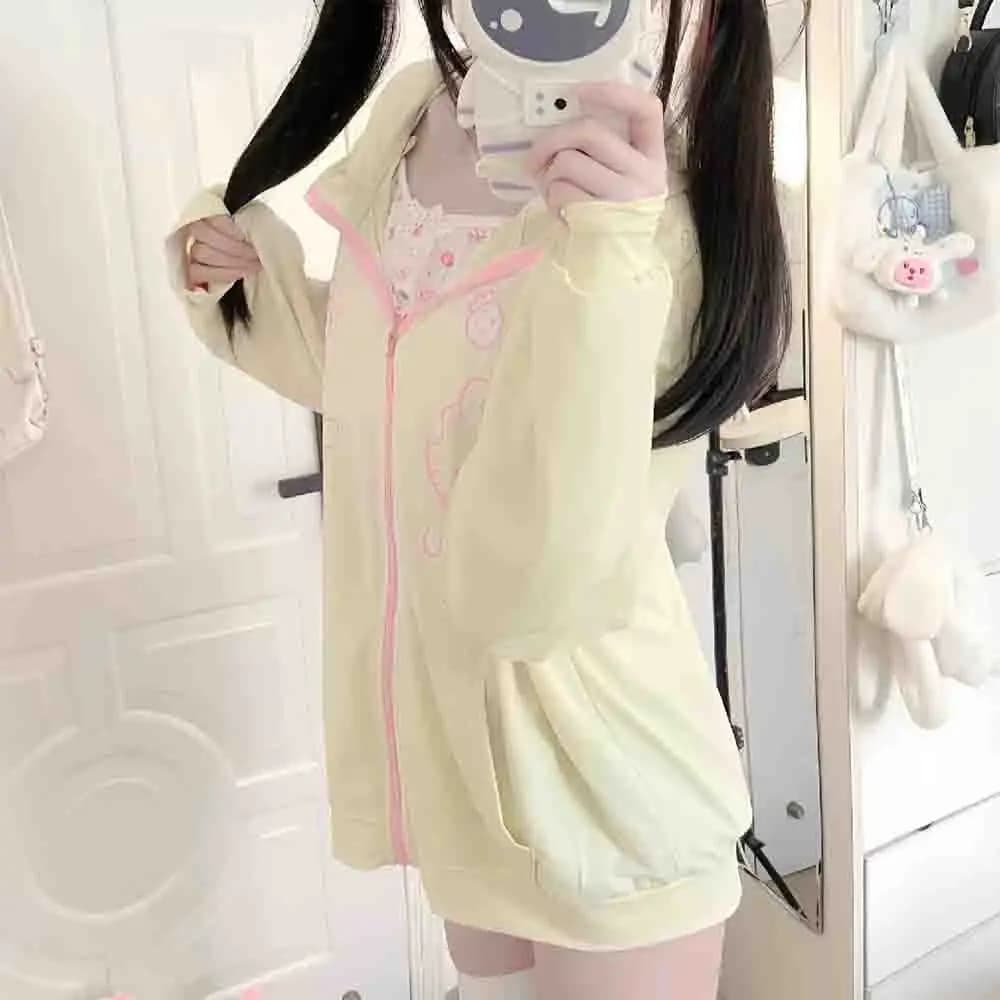 Anime Sanrio Hello Kitties Women's Summer Sunscreen Hoodie Kawaii Cartoon Cute Printed Top Loose Cool Fabric Sweet Girl Coat