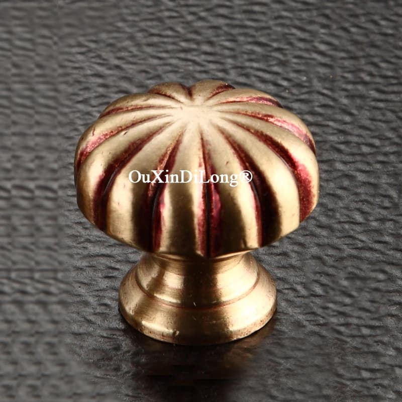 Set di 4 Maniglie Vintage in Ottone Massiccio per Mobili, Pomelli per Cassetti, Armadi, Guardaroba, Cassettiere, Mobili TV e Cantinette