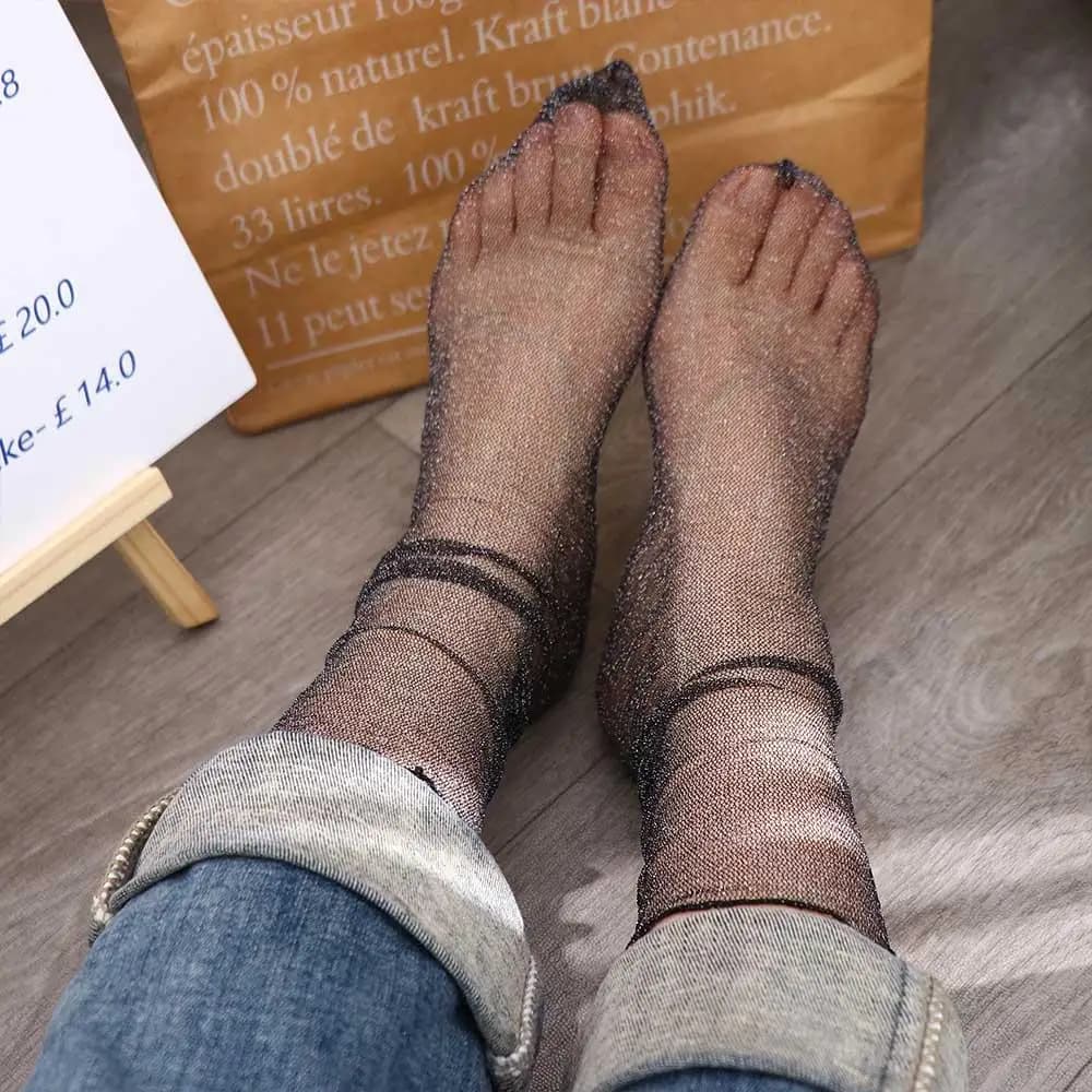 Comfortable Gift Elastic Gauze Fashion Simple Shiny Glitter Silk Hosiery Korean Style Socks Women Thin Socks