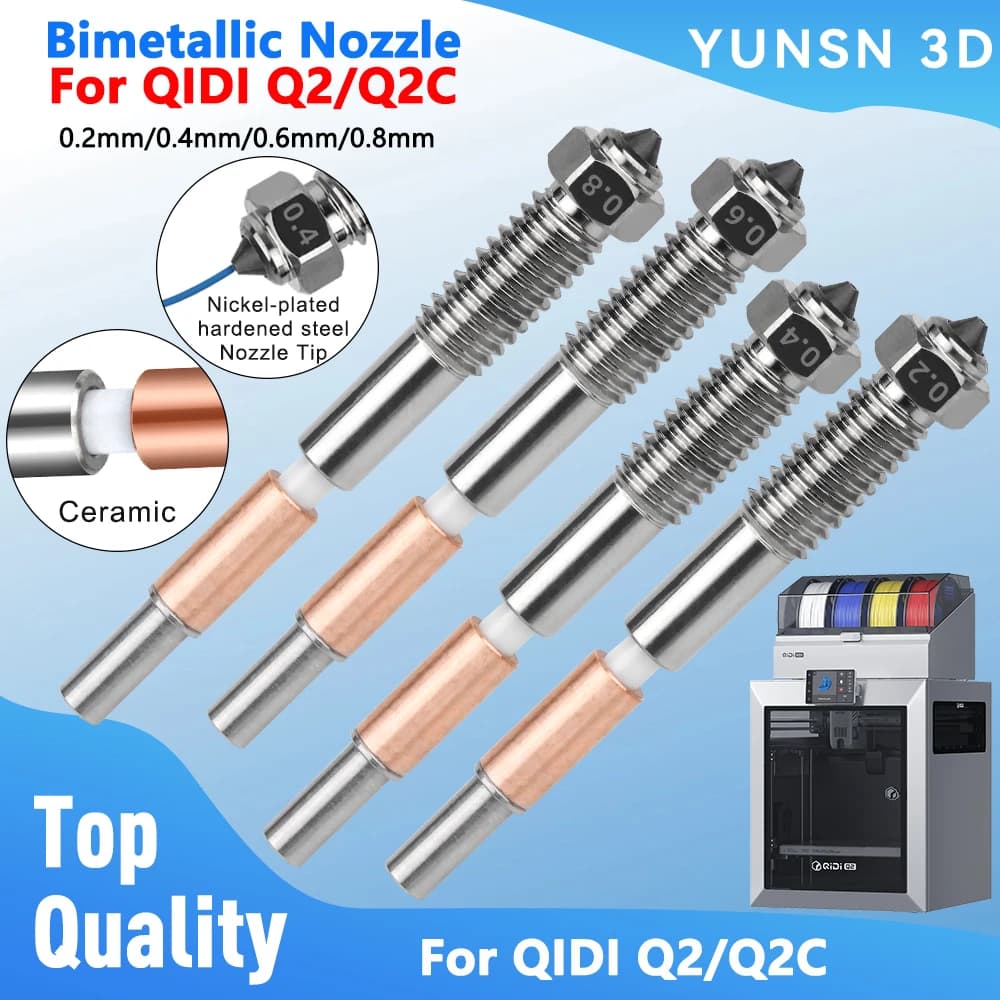 Ugello Per QIDI Q2/Q2C Bimetallico Hotend Ugelli 0.2/0.4/0.6/0.8mm Rimozione Rapida Isolamento Ceramico Integrazione Parti Della Stampante 3D