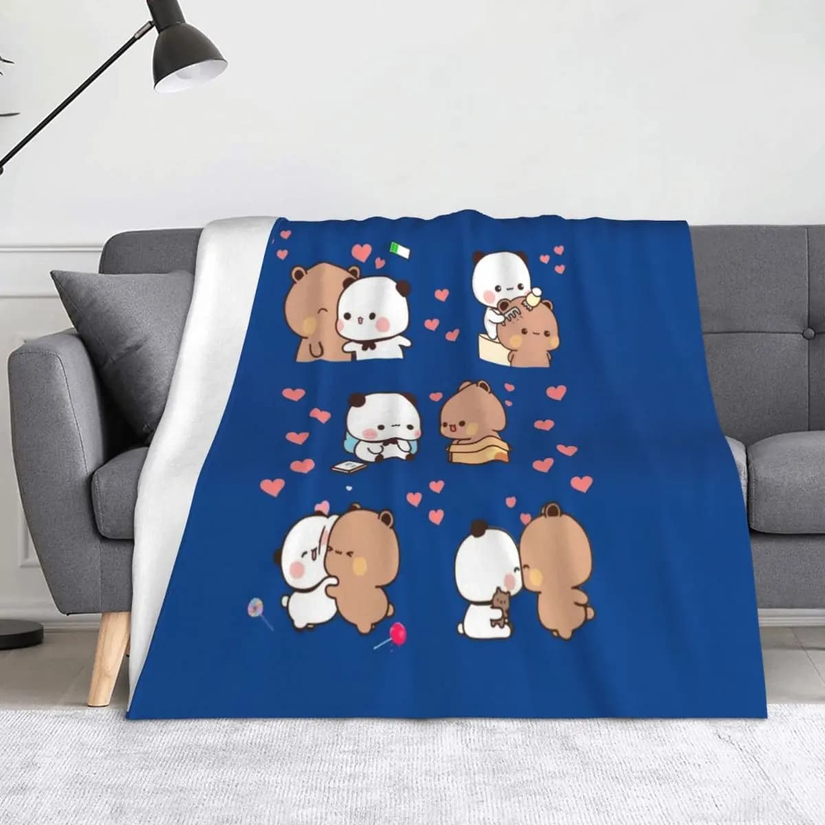 Shooting blanket with balloon Bubu Dudu with bear and panda, blankets and launches anime, sleeping bag, hairy blankets