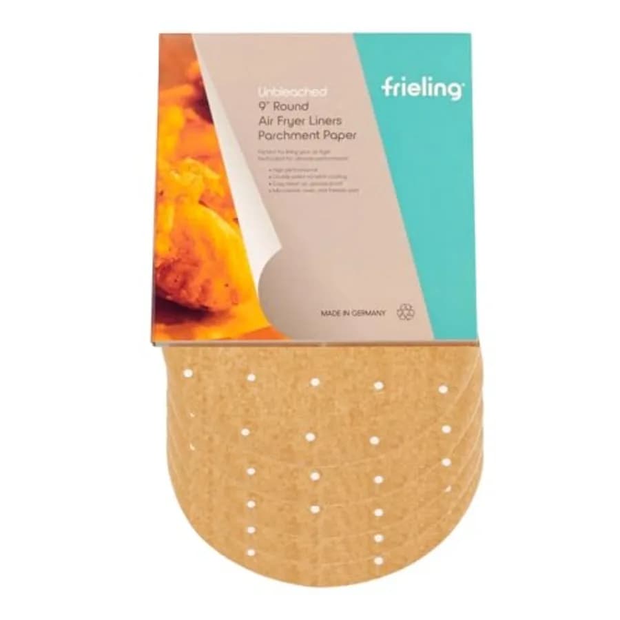 Unbleached Parchment Paper, Reusable Double-Sided Non-Stick Silicone Coating, Air Fryer Liner Sheets with Holes, 50 Pieces, 9"