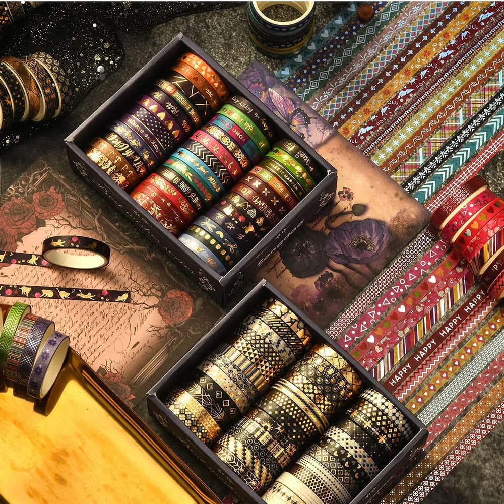36 rotoli di nastri Washi profumati dorati sottili Set nastri per mascheratura skinny per scrapbooking journaling planner notebook regalo decorativo fai da te
