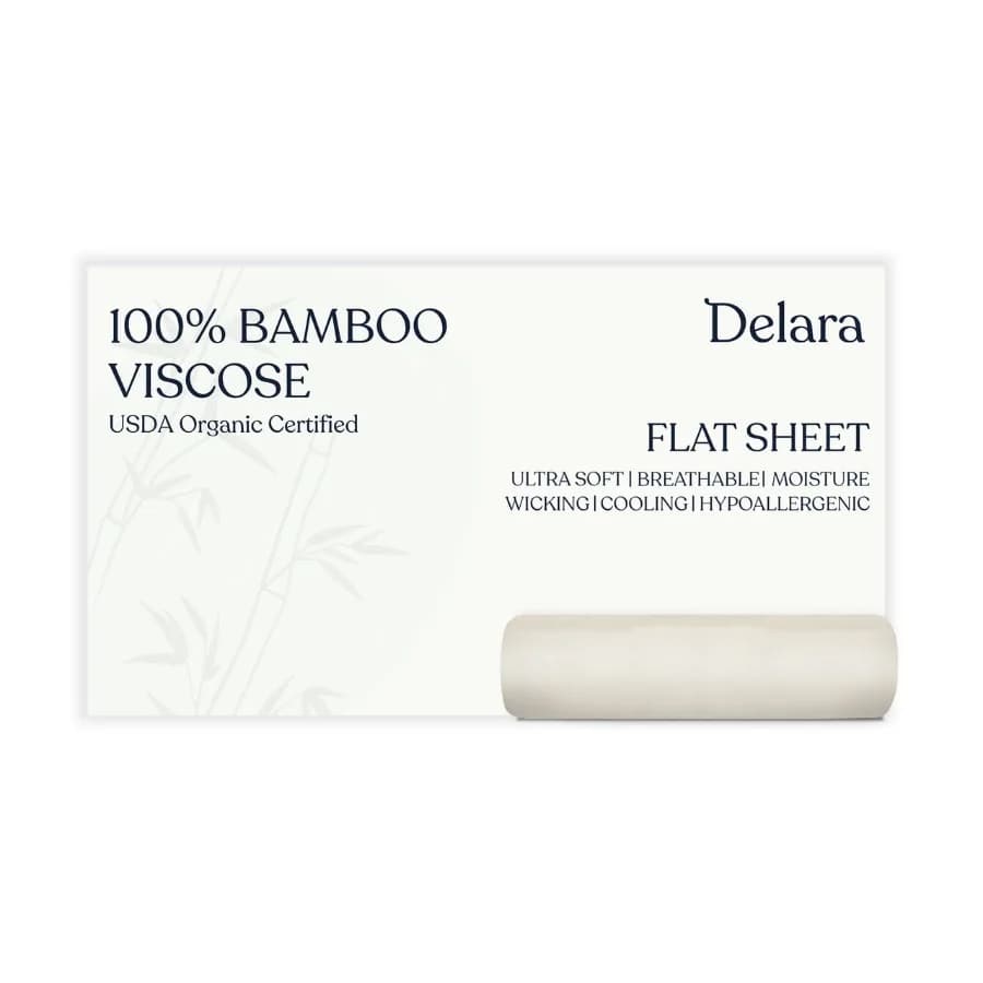 100% Viscose Derived from Bamboo Flat Sheet 96x105 - Ultra-Soft Cooling and Moisture-Wicking Luxury Flat Bed Sheets for Hot Sle