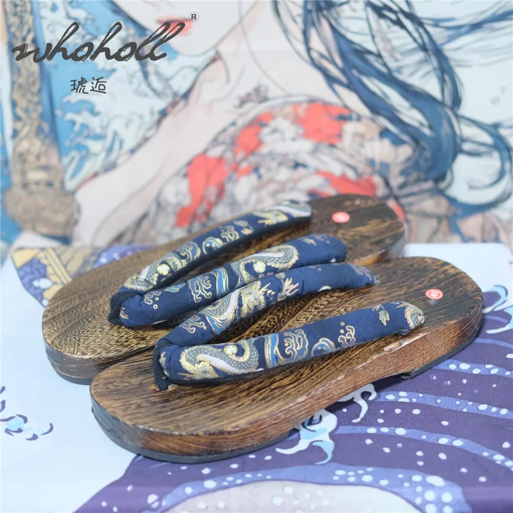 Man Wooden Clogs Slippers Women's Japanese Geta Cosplay Costumes Sandals Flip Flops, Thick Soled Summer Thick Sole Slippers