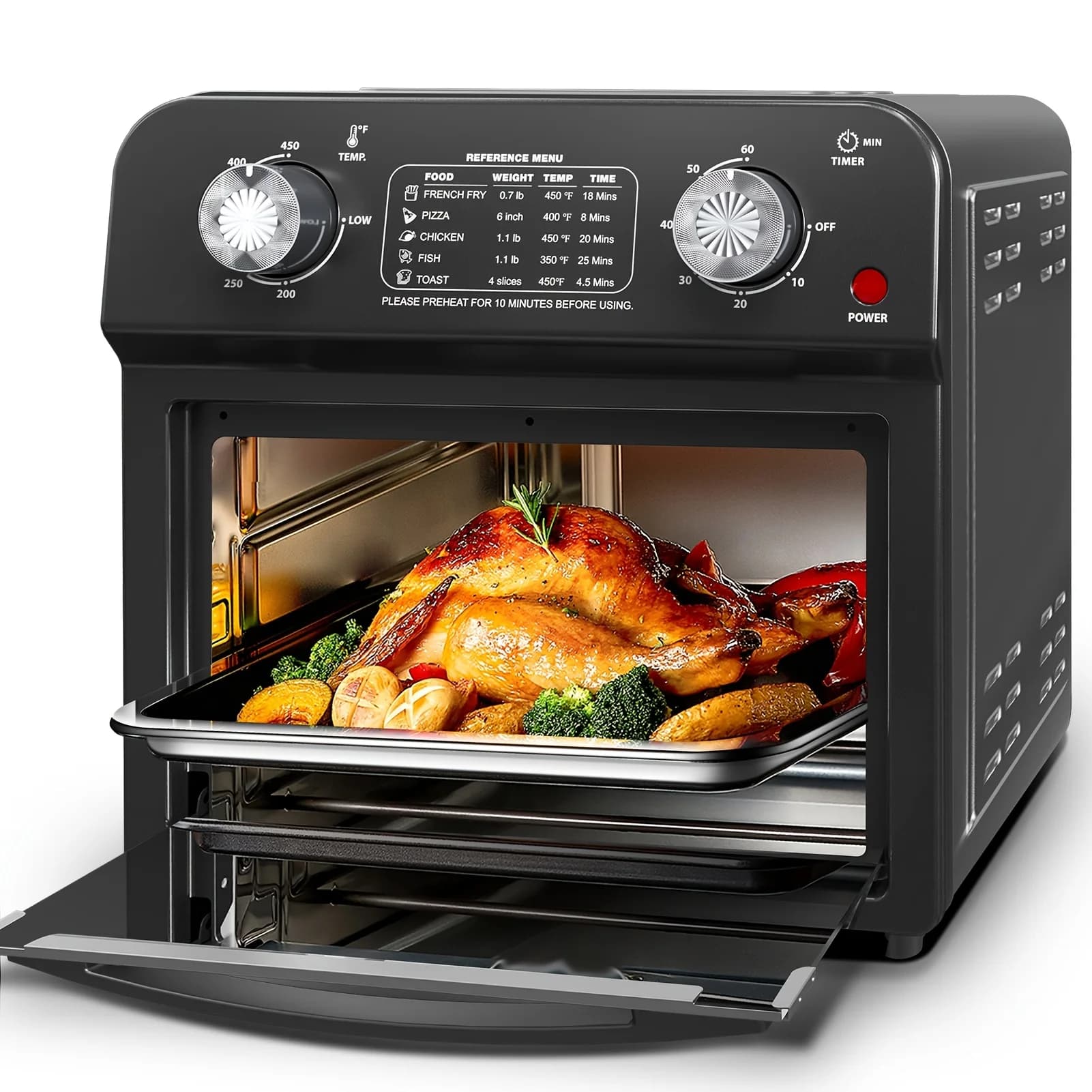 Versatile Countertop Oven with Air Fry Function – 10-Quart Capacity, 4-Slice Toaster, Convection Heating for Even Cooking, Great for Toasting, Baking, Broiling and Oil-Free Air Frying